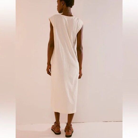 NWT Free People Drew Tee Twist Ivory Midi Dress - Picture 2 of 5